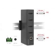 Delock Teollisuushub 4 x USB 2.0 Type-A, 15 kV ESD, DIN-kiskoon kiinnityksellä