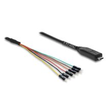 Delock muunnin USB 2.0 Type-C - UART TTL (3.3 V) -liitäntään, 6-pin uros TX/RX/CTS/RTS 1.8 m