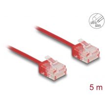 Ethernetkaapeli RJ45 Cat.6 UTP Ultra Slim, lyhyt liitin, punainen 5,0 m