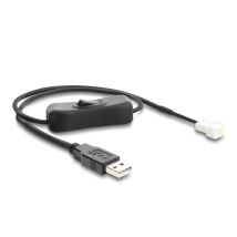 Delock 5V tuuletinkaapeli USB 2.0 Type-A uros - 3-pin (2 kytketty) uros on/off kytkimellä 50 cm