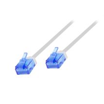 Ethernetkaapeli RJ45 Cat.6A UTP Ultra Slim, lyhyt liitin, pakkaukseton, valkoinen 0,15 m