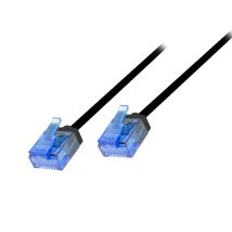 Ethernetkaapeli RJ45 Cat.6A UTP Ultra Slim, lyhyt liitin, pakkaukseton, musta 0,15 m
