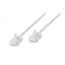 Ethernetkaapeli RJ45 Cat.6 UTP Ultra Slim, lyhyt liitin, ilman pakkausta, valkoinen 0,3 m