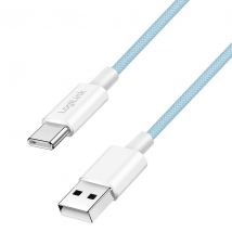 USB 2.0 Type-C -kaapeli, C/M - A/M, nailonkuori, 60W, sininen, 1,50 m