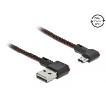 Delock EASY-USB 2.0 A-uros - Micro-B uros, kulma vasemmalle/oikealle, 0,2 m, musta