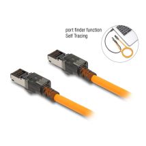 Delock RJ45 kaapeli USB Type-C-portinhakutoiminnolla, itsejäljittävä Cat.6A S/FTP, 5 m, oranssi