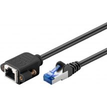 Ethernet jatkokaapeli Cat.6A S/FTP (PiMF), ruuvikiinnitys musta 0,5m