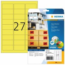 Herma neontarra A4 63,5 x 29,6 mm, valonkeltainen pysyvä tartunta, 540 kpl
