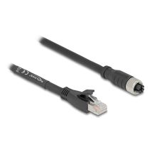 Delock M12 X-coded 8-pin naaras - RJ45 Cat.5e S/FTP, joustava, 3 m, musta